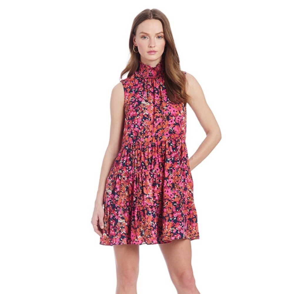 Amanda Uprichard Dress Small Floral High neck Midi Swing Revolve Nadia Bloom